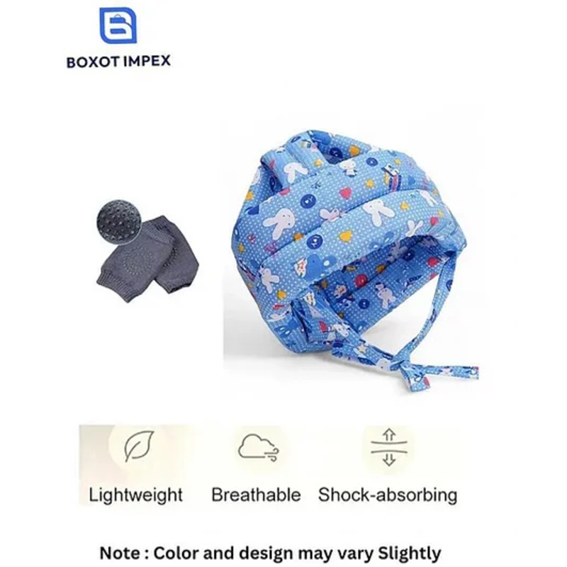 BOXOT IMPEX Adjustable Cushioned Baby Safety Helmet with knee pad (color may vary) HK-6