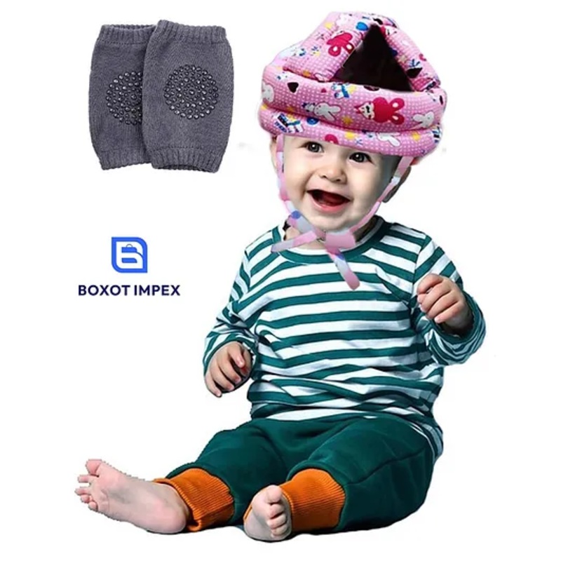 BOXOT IMPEX Adjustable Cushioned Baby Safety Helmet with knee pad (color may vary) HK-9