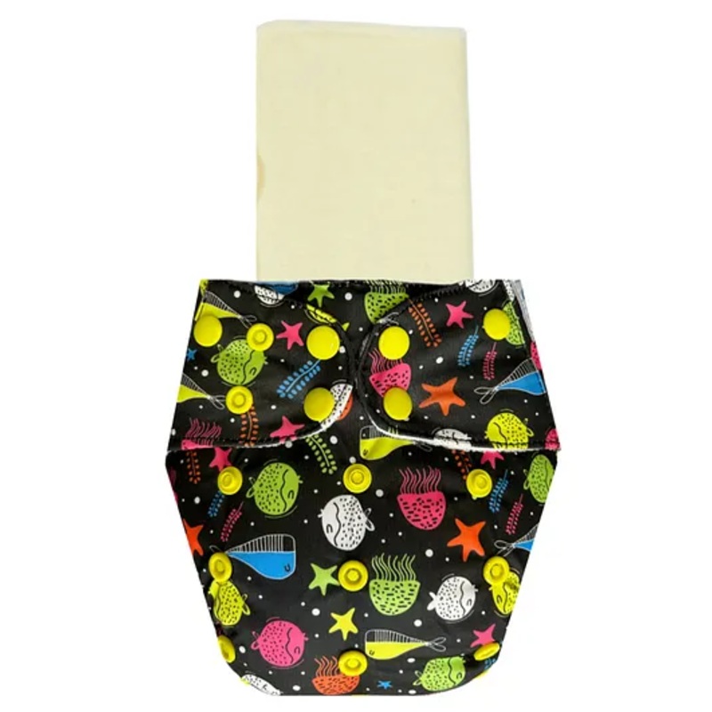 Dumbledo Cloth Diaper Unisex Leak Proof Eco-Friendly Reusable Adjustable Free Size Quick Dry With Insert Pack of 1 – Black