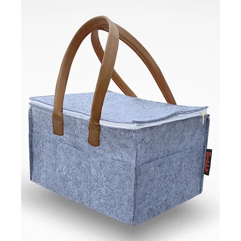 Hippo Diaper Caddy with Lid – Grey