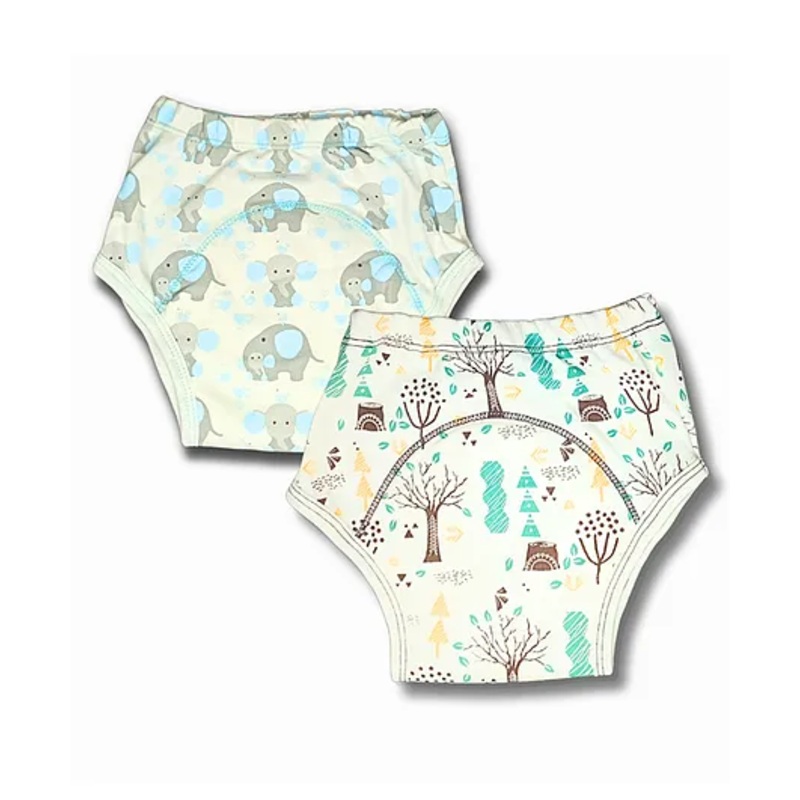 Kindermum Organic Cotton Padded Underwear for Babies 1-3Y within 11-15 Kgs | Potty Training Pants| Non Messy Diaper Free Time | Pack of 2 |  Ele Love