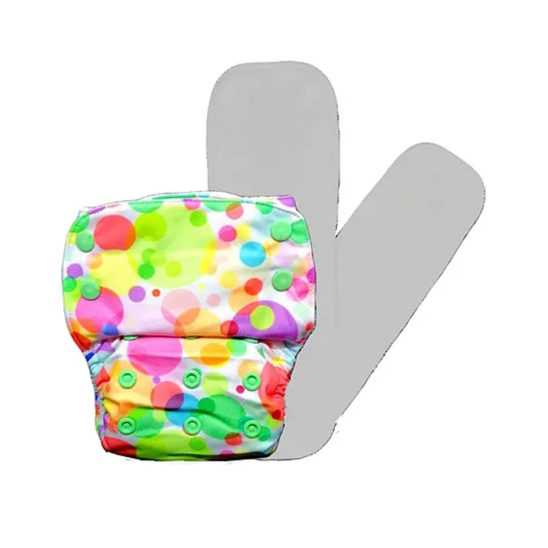 Kindermum Polka Hues Nano AIO Cloth Diaper With 2 Organic Cotton Inserts – Multicolor