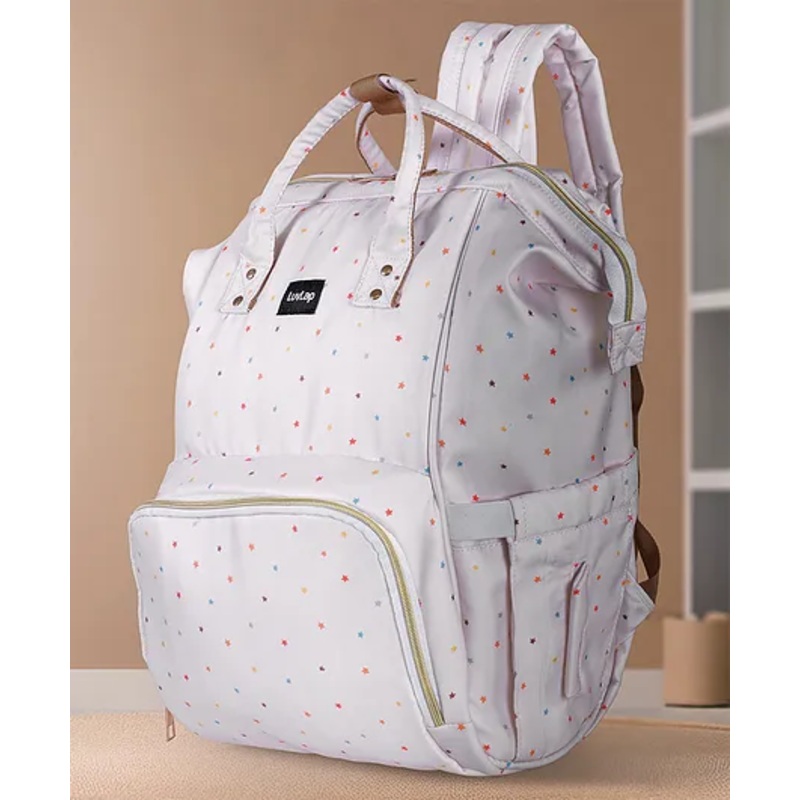 Luvlap Multifunctional Waterproof Diaper Bag-Backpack Cum Tote Bag Stars Print – White
