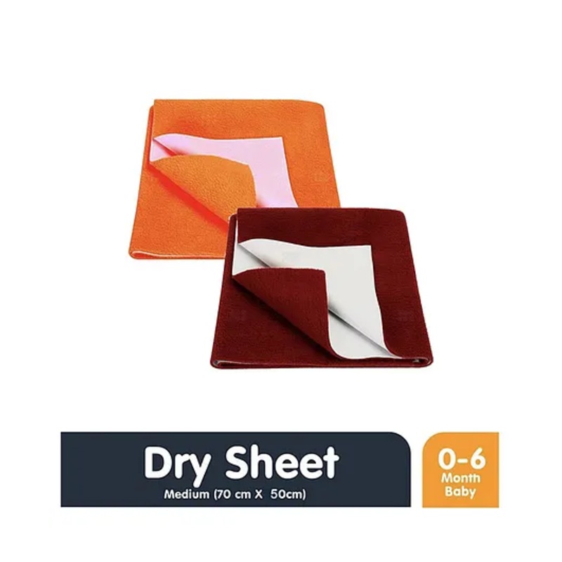 Moms Home Kids Solid Waterproof Protector Dry Sheet Pack Of 2 – Maroon Orange