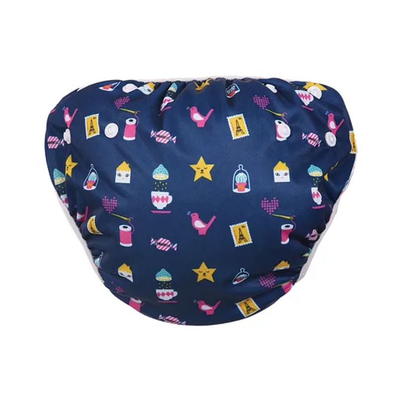 Polka Tots Reusable and Washable Baby Swim Diaper Costume With Size Adjustable Mix Design for 2 to 12 Months Kids – Blue