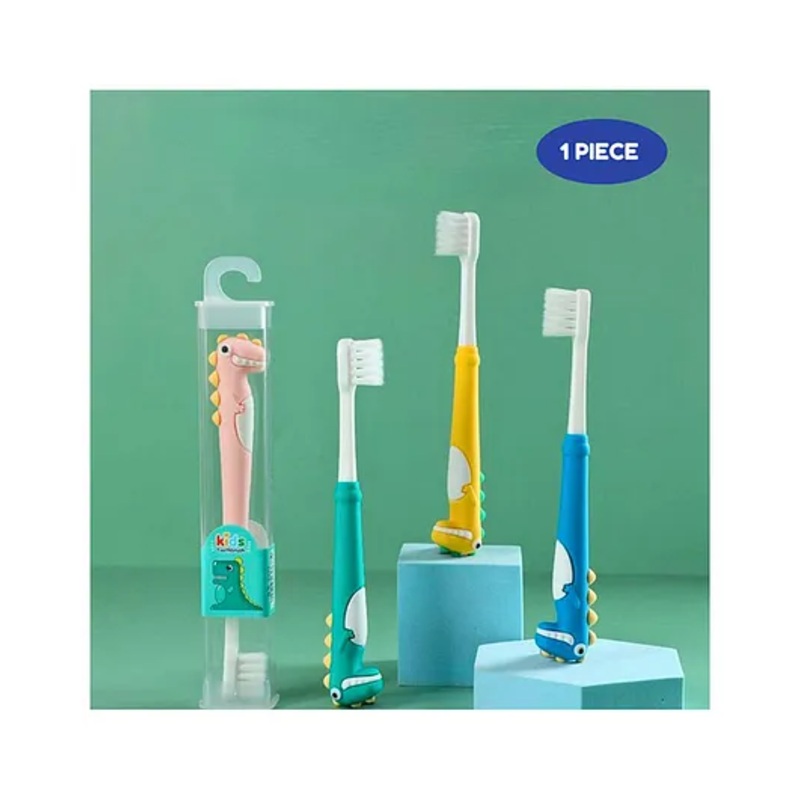 Puchku Dino Kids Toothbrush Extra Soft Bristles Ergonomically Designed Grip (Random Design Pack of 1)