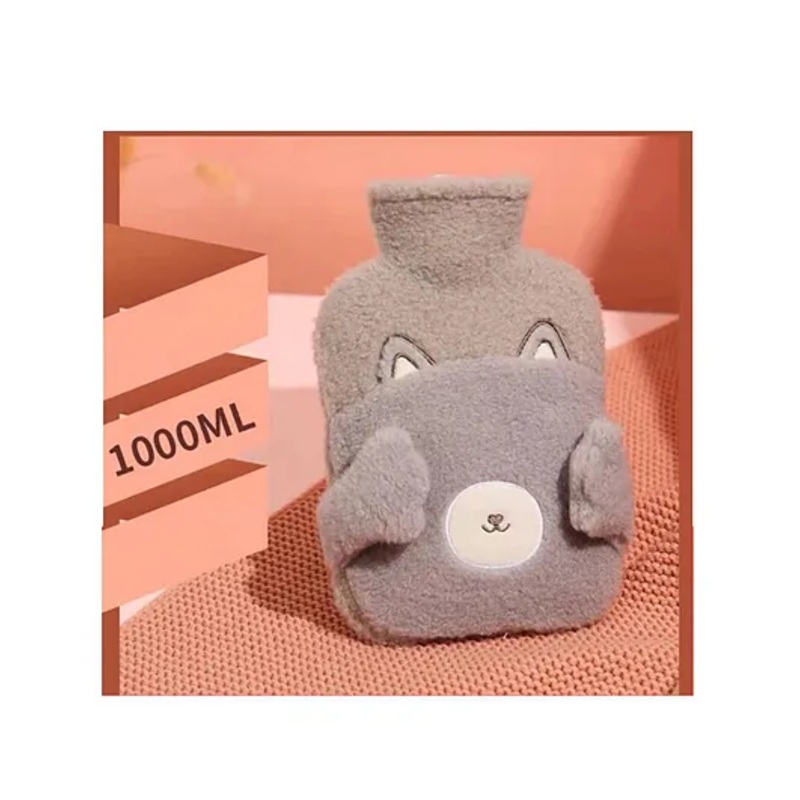 Sanjary Hot Water Bag with Cute Cartoon Design Soft Cover for Pain Relief – 1000ml (Color May Vary)