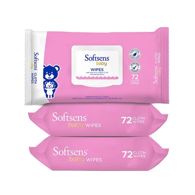 Softsens Extra Moisturising Skin Care Wet Wipes Pack of 3 – 72 Pieces Each