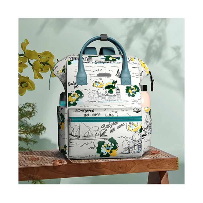 StarAndDaisy Baby Diaper Bag For Mother for Travel with Laptop Pocket, Multi Compartments, Insulated Bottle Pockets – White