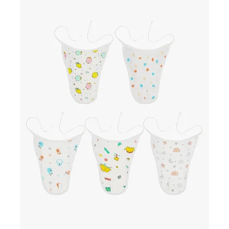 A Toddler Thing Muslin Pack Of 5 All Over Print Nappies – White