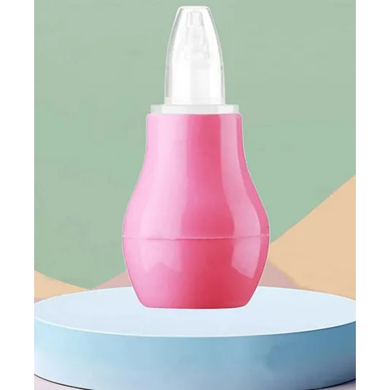 Baby Miniature Baby Nasal Nose Aspirator Suction Cleaning Tool Mucus Congestion Relief Teether Manual Nasal Aspirator-Pack of 1-Pink Color