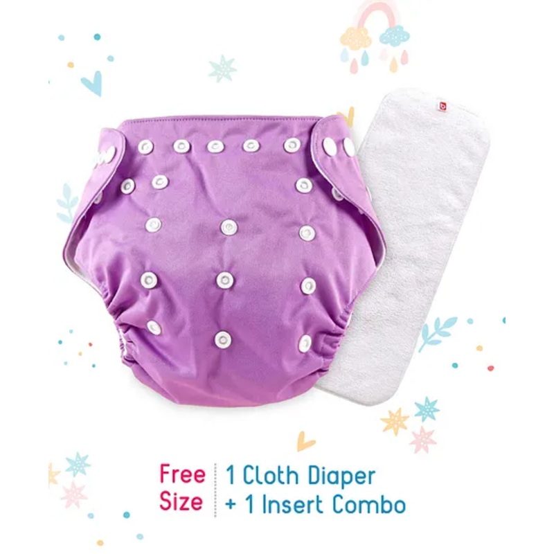 Babyhug Free Size Reusable Cloth Diaper With Insert – Purple