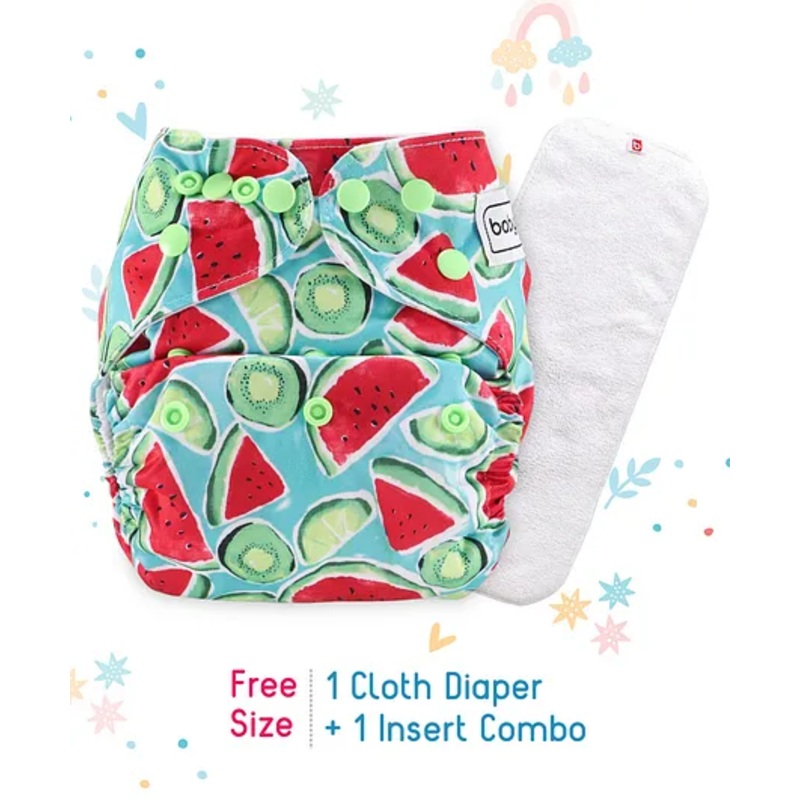 Babyhug Free Size Reusable Cloth Nappies With Insert Watermelon Print – Blue