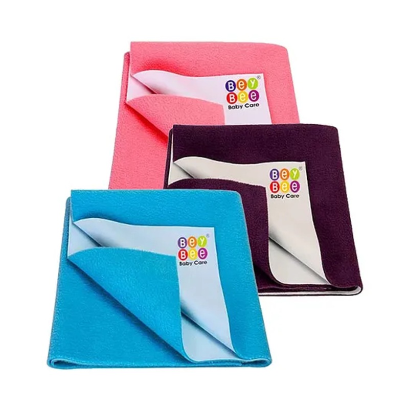 BeyBee Cotton Baby Bed Protecting Mat Small – Salmon Rose Firoza Plum