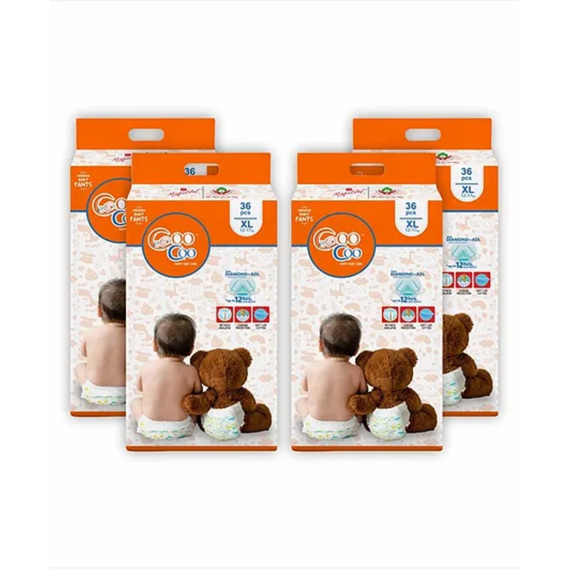 Coo Coo Extra Dry Baby Pullup Diaper Pants – X-Large XL 144 Count | Leak-Proof & 12-Hour Protection