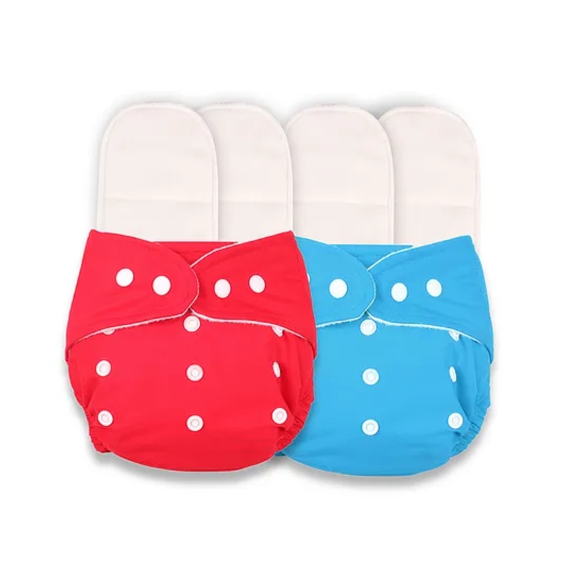 Deedry Reusable Cloth Diapers With 4 Insert Pack of 2 – Red Blue