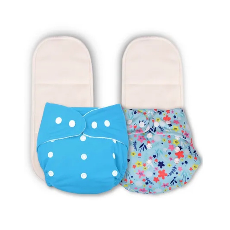 Deedry Reusable Cloth Diapers With Insert Pack of 2 – Blue White