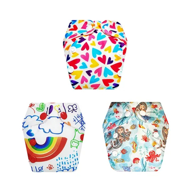 Dumbledo Premium Newborn Cloth Diaper with Integrated Cotton Insert – Antibacterial, Hypoallergenic, Smell-Free – Adjustable Fit for 0 to 6 months, Pack of 3