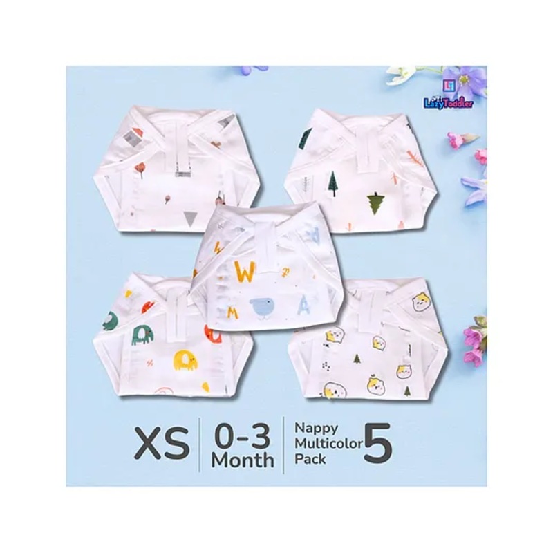 LazyToddler Muslin Nappy Set of 5  Extra Small (TD)
