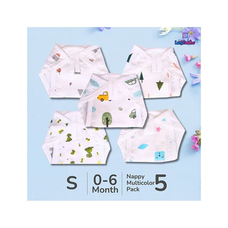 LazyToddler Muslin Nappy Set of 5  Small (DN)