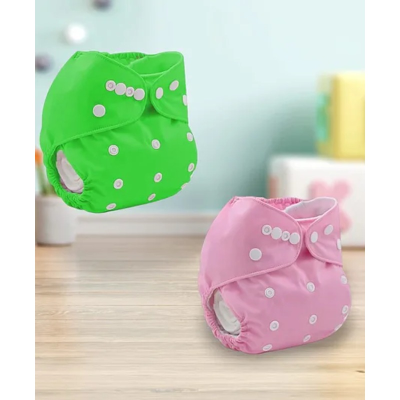 Sparkle Joy Free Size Reusable Cloth Diaper Without Insert Pack Of 2 – Pink & Green