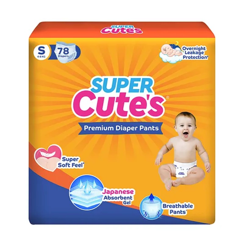 Super Cutes Pullups Pant Style Diaper Super Soft and Rash Free with Wetness Indicator Small – 78 Pieces