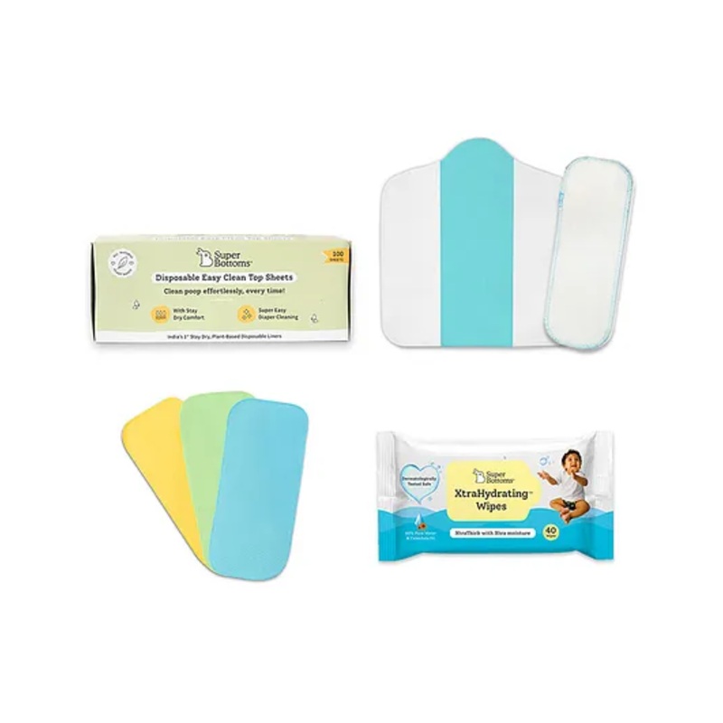 SuperBottoms Reusable And Washable Cloth Diapers For Babies Stock Up Essential Bundle Pack Of 7 – Multicolour