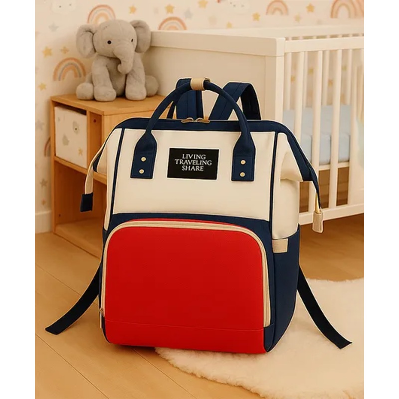 The Cheeky Kidzz Baby Multipurpose Diaper Nappy Bottle Bibs Handbag For Travel Mother Parents Backpack Diapering Shoulder Tote Bag(White Red)