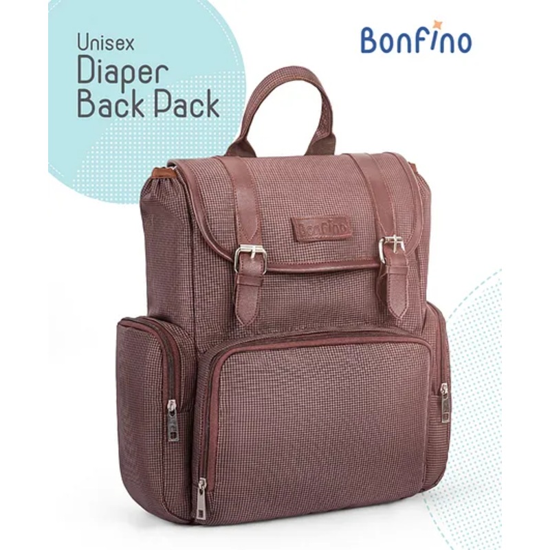 Bonfino Premium Multipurpose Backpack Style Diaper Backpack – Brown