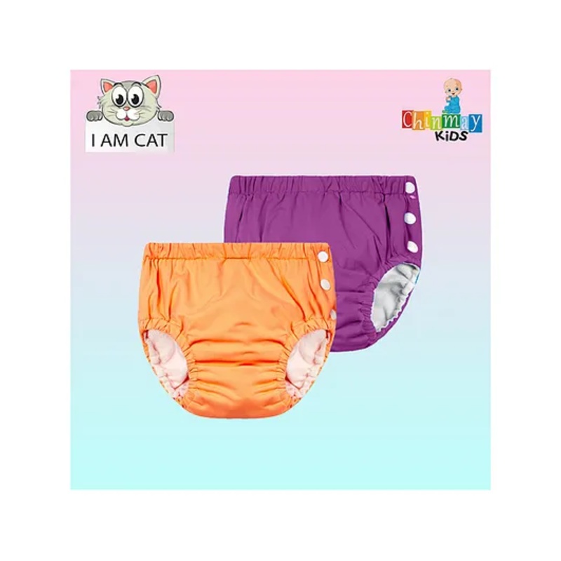 Chinmay Kids Reusable Swimwear Diaper Pants Set Of 2 – Orange & Purple