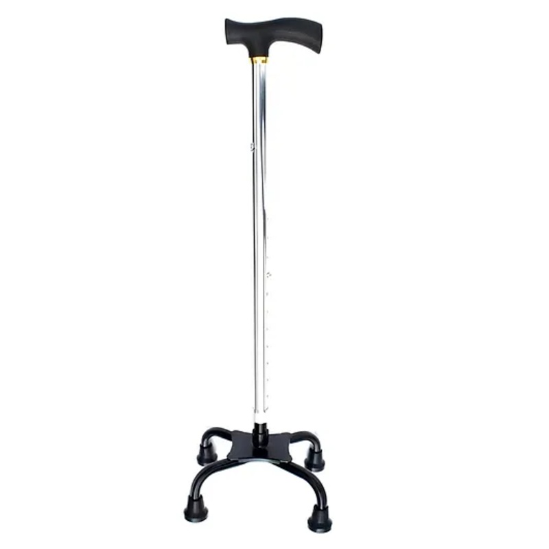 COZY VIBES Adjustable Height Stainless Steel Walking Stick 4-Legged Axillary Walker Waking Cane for Disabled People- PACK OF 1- COLOR MAY VARY