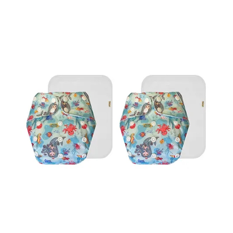 Dumbledo Cloth Diaper Reusable Adjustable Free Size Leak Proof Eco-Friendly Quick Dry Without Insert Pack of 2 – Blue