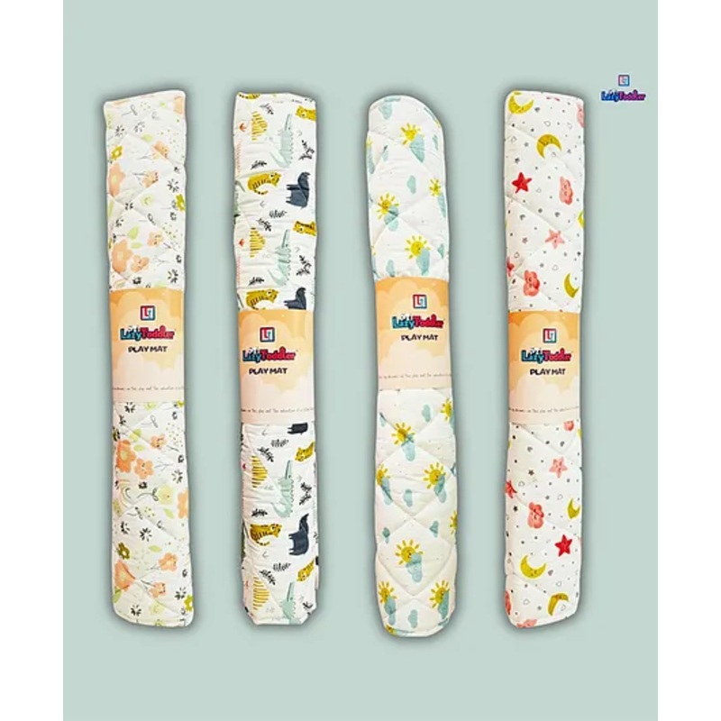 LazyToddler  New Born Baby Supper Original FLannel Cotton Mattress Godadi Playmat – Blue Sun