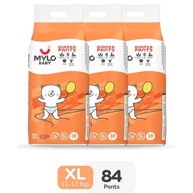 Mylo Baby Diaper Pants Extra Large (XL) Size with ADL Technology 12 Hours Protection – 84 Pieces