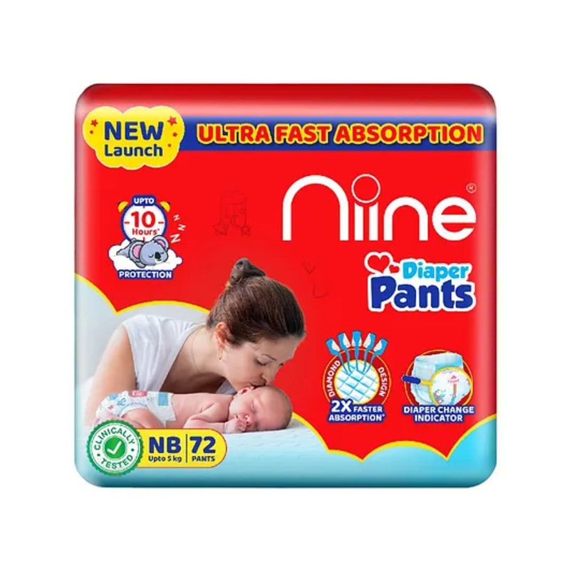 Niine Cotton Soft Pant Style Diapers New Born – 72 Pieces