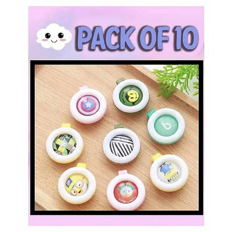 Ortis Reusable Mosquito Repellent Badge Pack of 10 – Colour & Print May Vary