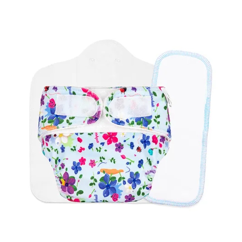 SuperBottoms Newborn UNO Cloth Diaper Combo with Magic Pad & Booster Pad – Reusable, Adjustable (Periwinkle)