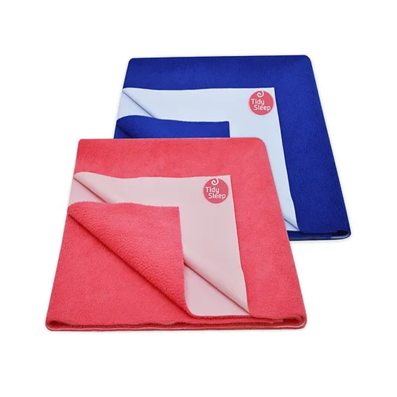 TIDY SLEEP Ultra Absorbent Baby Dry Sheets & Bed Protector Medium Pack of 2 – Hot Pink Royal Blue