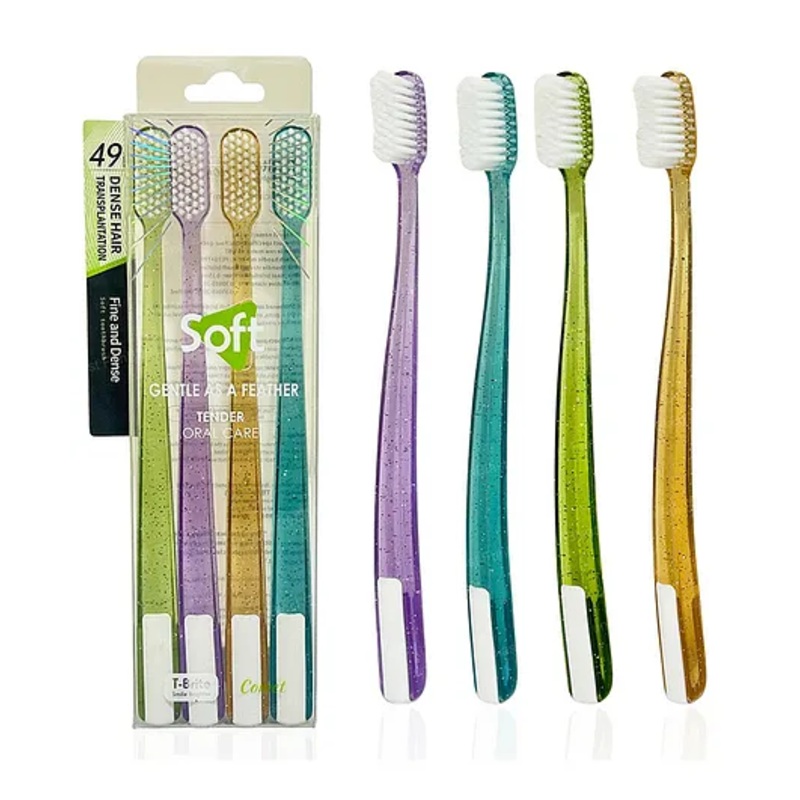 YAMAMA Toothbrush For Kids Fine And Dense Soft Tooth Brush Super Soft Bristles For Sensitive Teeth, Manual Toothbrush For Kids And Adults, Tooth Brush For Adults Tender Oral Care Toothbrush  (Pack of 4  Multicolor)
