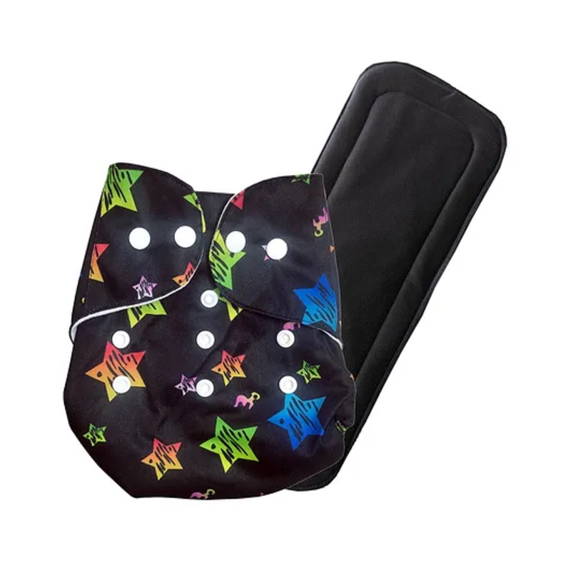 FANTASY INDIA Pocket Cloth Diaper Nappie 1 Diaper and 2 Insert Pad – Multicolor