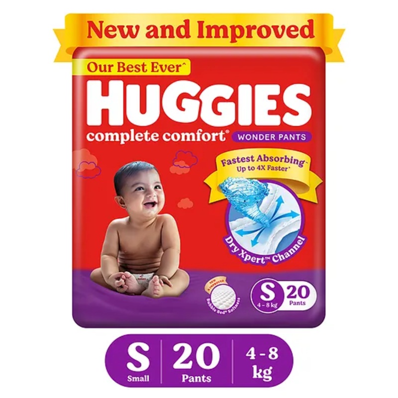 Huggies Complete Comfort Wonder Baby Diaper Pants Small (S) Size  –  20 Pieces