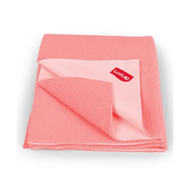 LuvLap Instadry Anti-Piling Fleece Quick Dry Baby Bed Protector Sheet, Waterproof, 100x140cm, Salmon Rose, Pack of 1