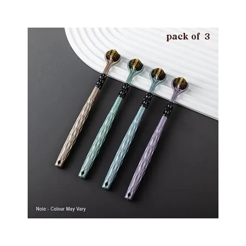 Mihar 3-Sided Triple Angle Toothhugger Training Manual Toothbrush, Ultra Soft Bristles, Toddler and Autistic Oral Care Gentle Clean Each Tooth Pack of 3 (Colour May Vary)