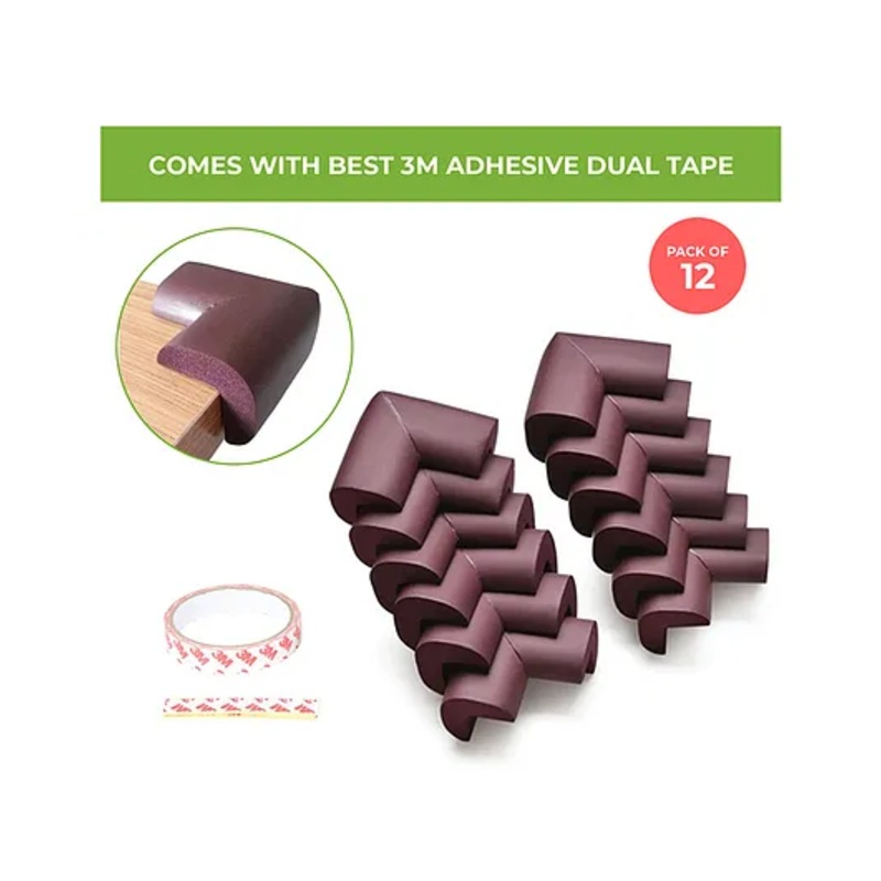 Safe-O-Kid Pack of 12 Soft NBR Foam Safety Corner Guards with 3M Adhesive – BPA Free, Non-Toxic, Elegant Furniture Protectors
