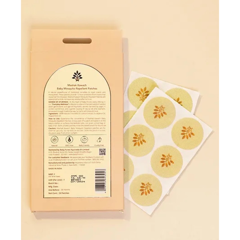 BABY FOREST Mashak Kawach Natural Repellent Mosquito Patches – Pack Of 24