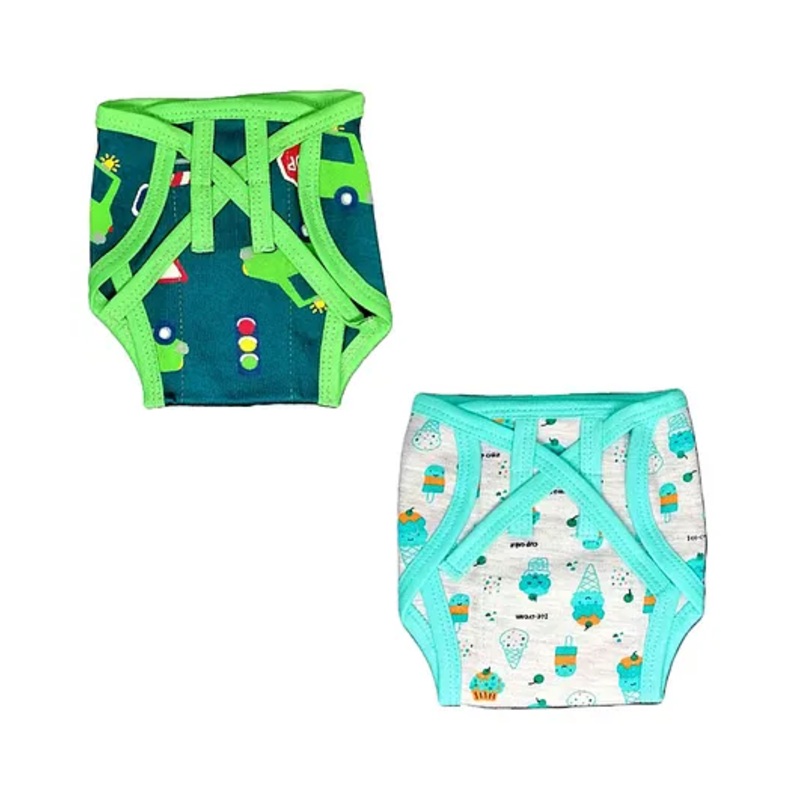 Kindermum Combo Of 2 Nappies Transport Medium – Blue Green