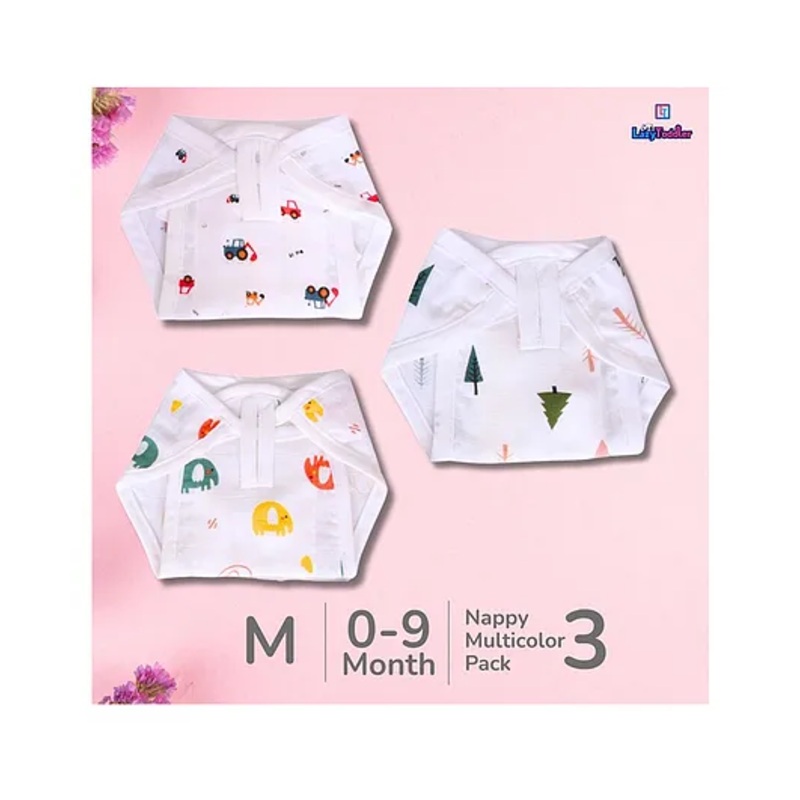 LazyToddler Muslin Nappy Set of 3  Medium (ELE)