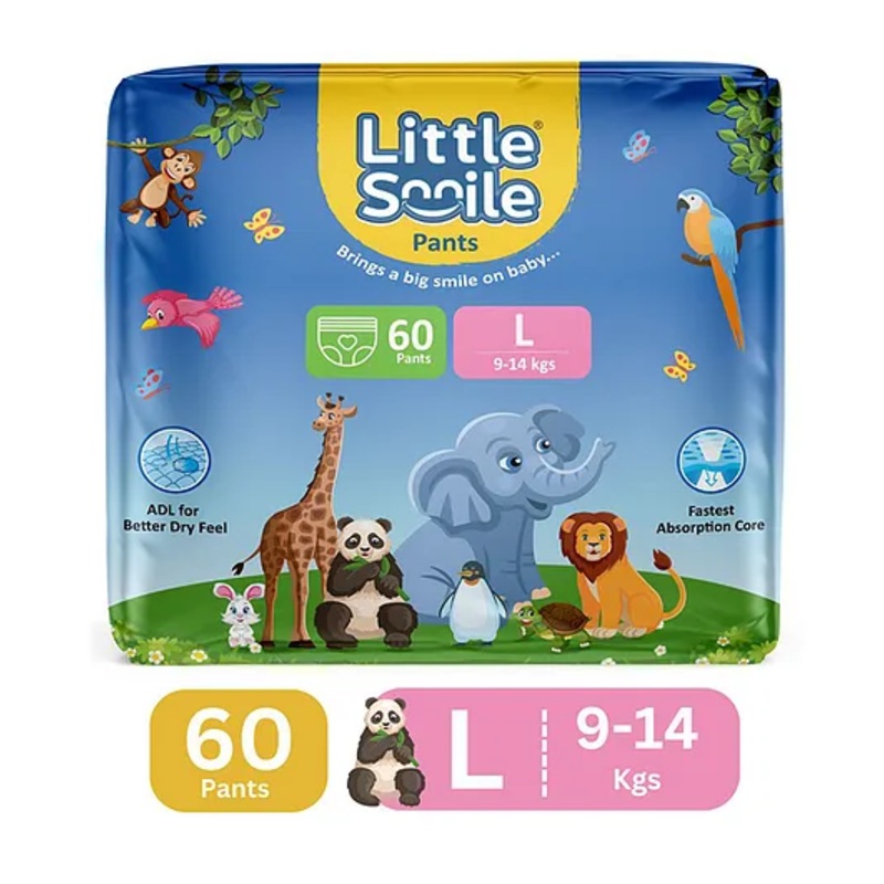 Little Smile Better Dry Feel Baby Diaper Pants – Large – L (60 Pieces)