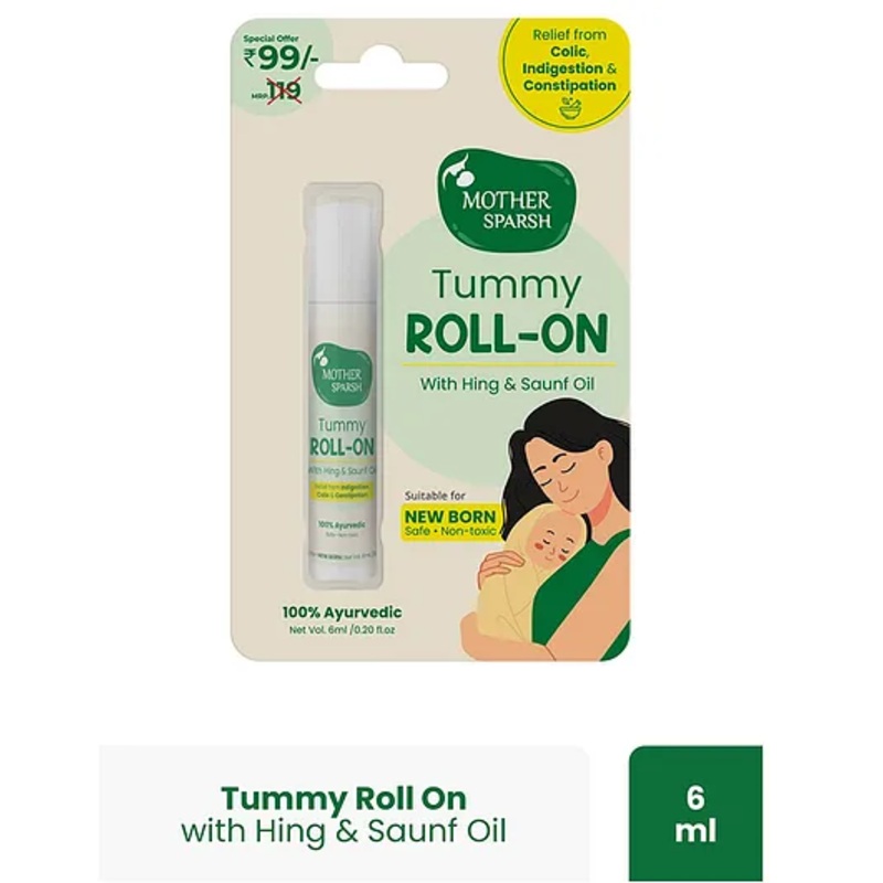 Mother Sparsh Tummy Roll On for Babies with Hing & Saunf Oil – 6 ml