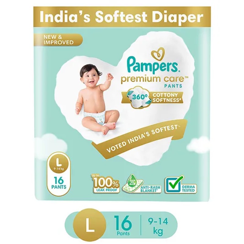 Pampers Premium Care Pants Style Baby Diapers Large Size – 16 Pieces